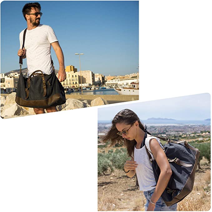 CANVAS LEATHER DUFFLE BAG