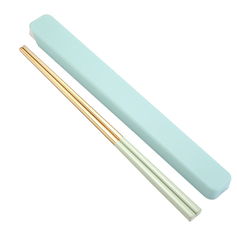 STAINLESS STEEL CHOPSTICK SET Gold+green 50 $8.65 FREE (12-14 days) Cutlery by Gifthub SG | Gifthub SG