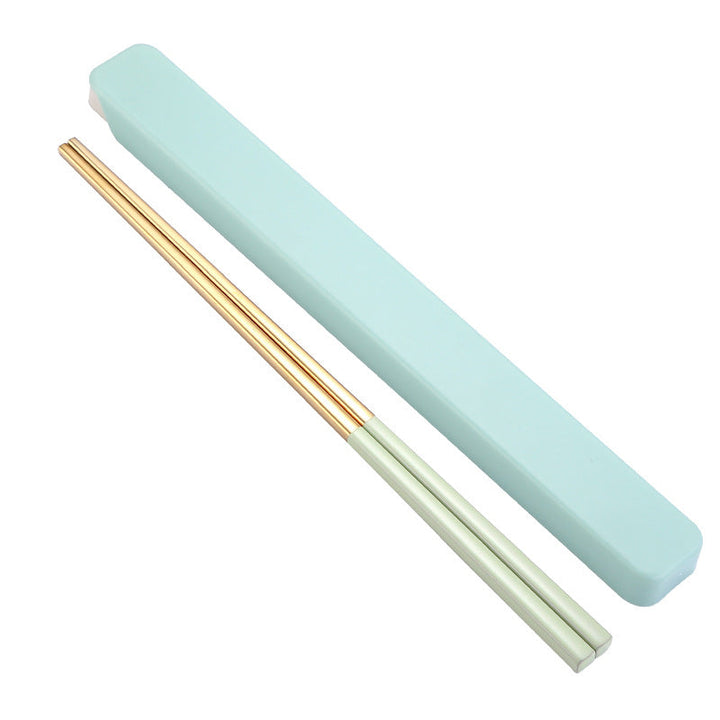 STAINLESS STEEL CHOPSTICK SET Gold+green 50 $8.65 FREE (12-14 days) Cutlery by Gifthub SG | Gifthub SG
