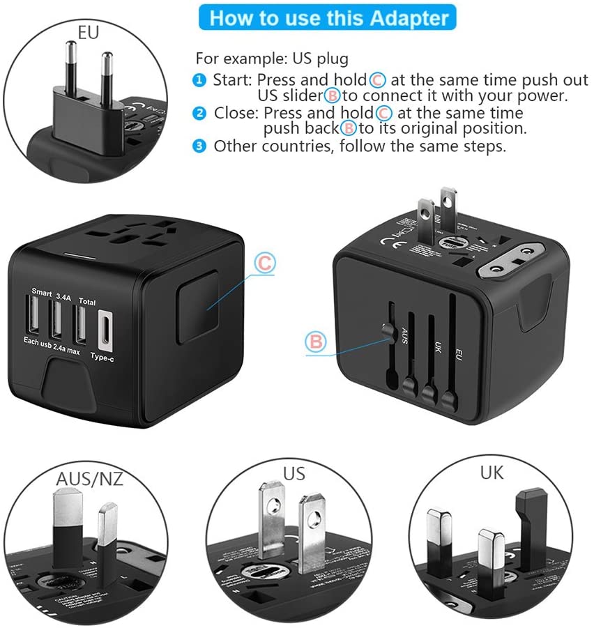 3 + 1 TYPE C UNIVERSAL TRAVEL ADAPTER Universal Adapter by Gifthub SG | Gifthub SG