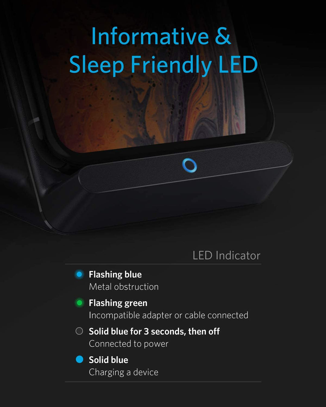 Wireless Fast Charging Stand with Indicator Light