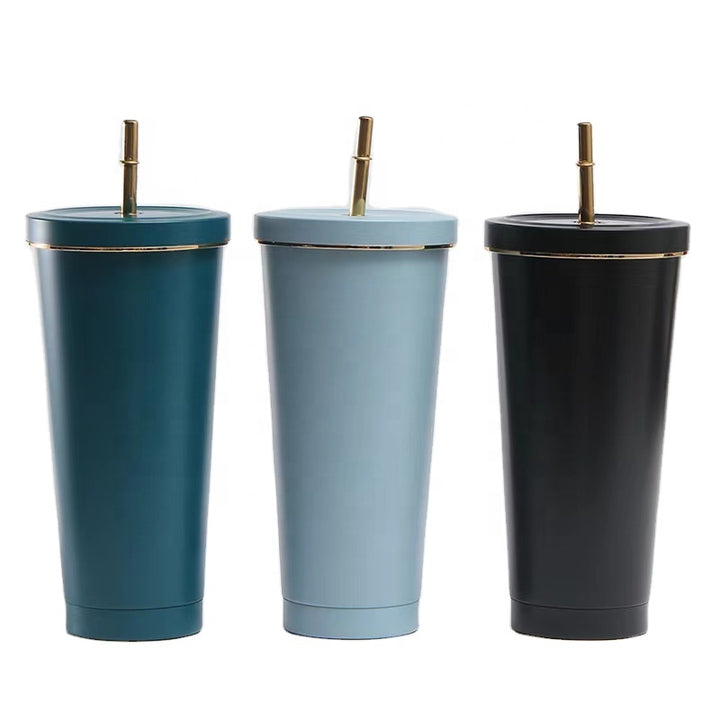 DOUBLE WALL FULL SS CUP WITH STRAW