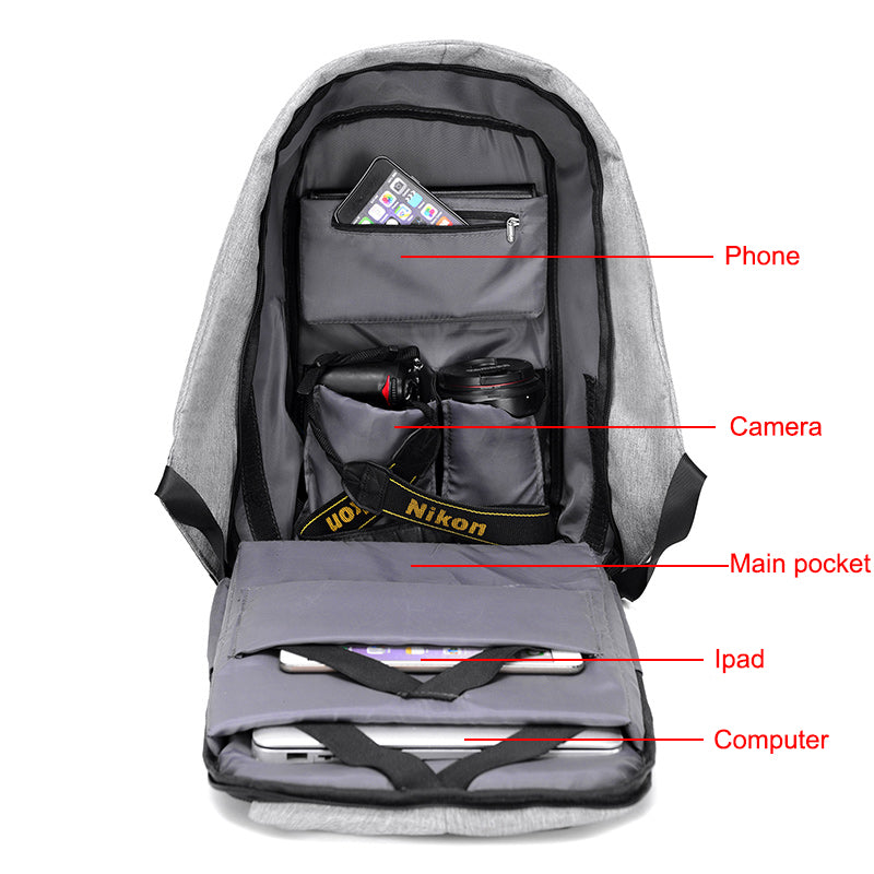 ANTI THEFT BACKPACK WITH USB PORT