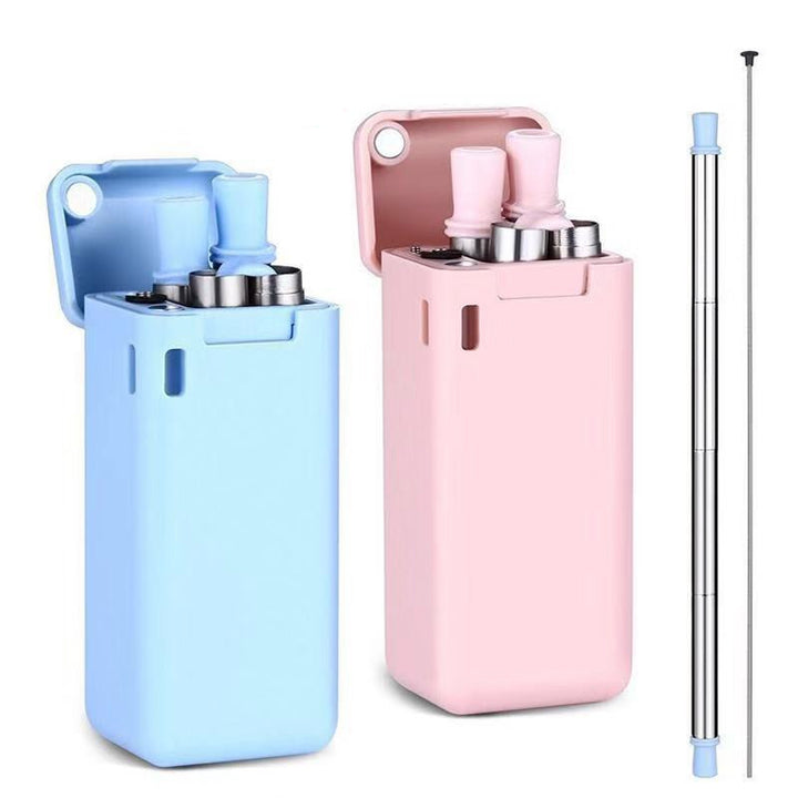 MINI COLLAPSIBLE STAINLESS STEEL STRAW SET