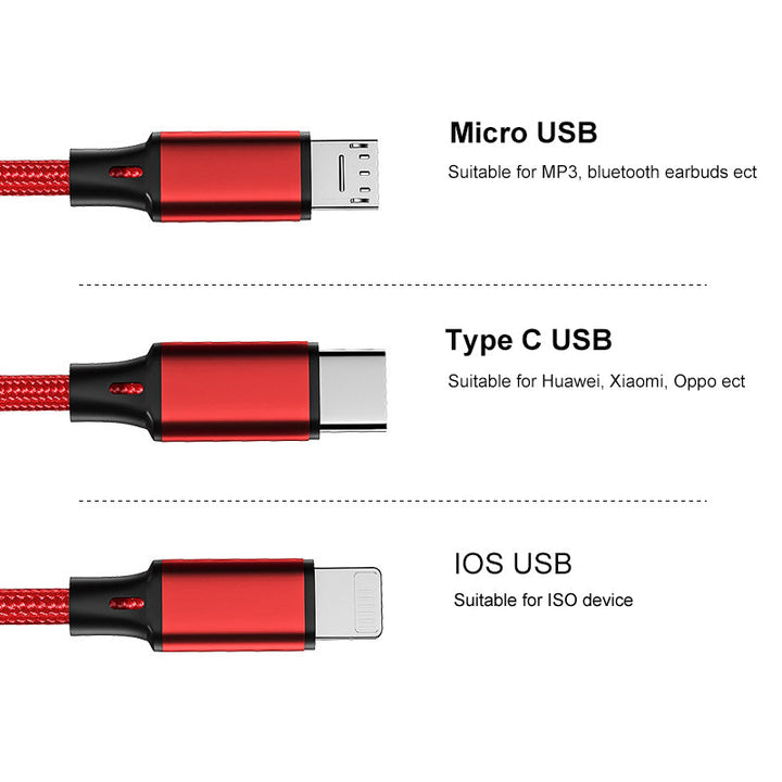 3 IN 1 FLASHY USB CHARGING CABLE - Gifthub SG