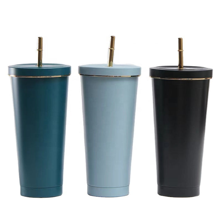 DOUBLE WALL FULL SS CUP WITH STRAW Mug by Gifthub SG | Gifthub SG