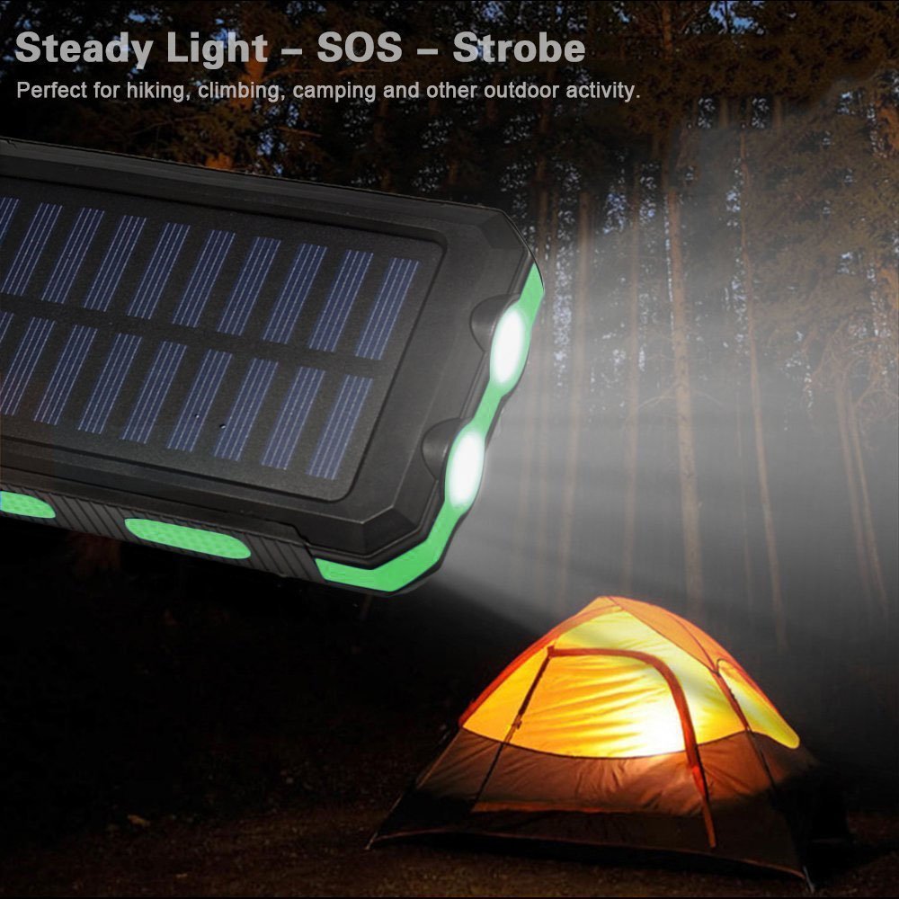 Waterproof Solar Power Bank Dual USB Dual LED Lights Powerbank by Gifthub SG | Gifthub SG